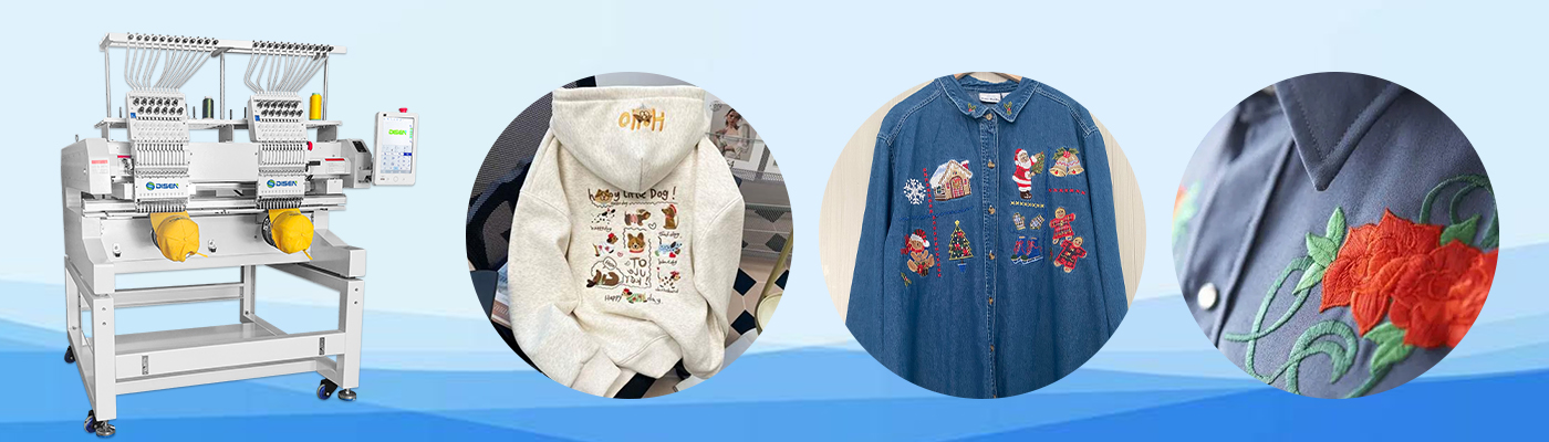 Effektdiagramm einer Doppelkopf-Stickmaschine