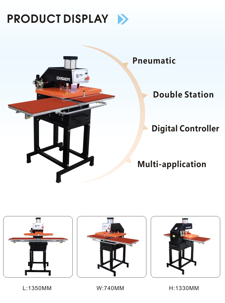 DS-7A 40*60 cm Automatische pneumatische Doppelstation Sublimationshitzepressemaschine T-Shirt Wärmeübertragungsdruckmaschinen